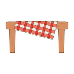 Sticker - table wooden with picnic tableclothes