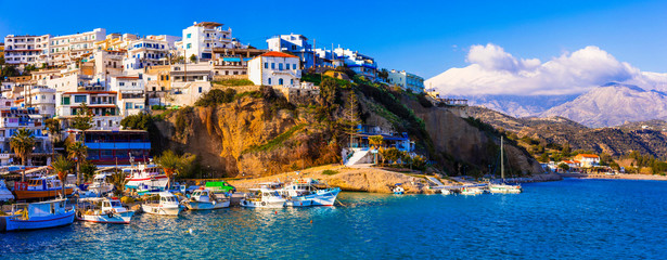 Wall Mural - Crete island, scenic traditional fishing village Agia galini, popular tourist place in south. Greece