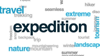 Wall Mural - Expedition animated word cloud. Kinetic typography.