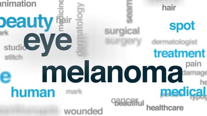 Wall Mural - Eye melanoma animated word cloud. Kinetic typography.