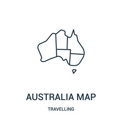 australia map icon vector from travelling collection. Thin line australia map outline icon vector illustration. Linear symbol.