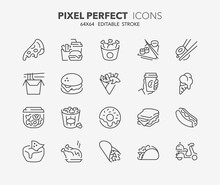 Fast Food Thin Line Icons