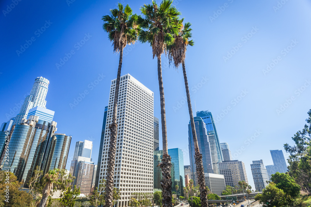 Los Angeles, California, USA downtown cityscape - obrazy, fototapety, plakaty 
