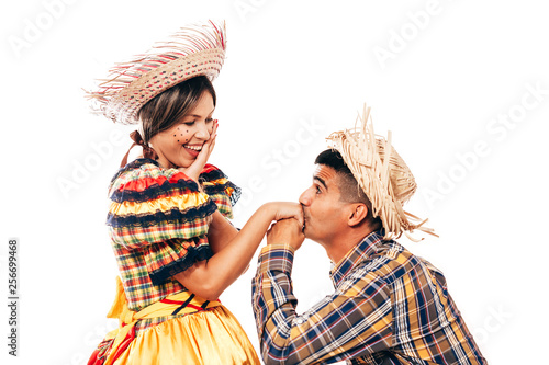 picture Traditional Brazilian Clothing https stock adobe com images brazilian couple wearing traditional clothes for festa junina june festival dancing isolated on white background 256699468 start checkout 1 content id 256699468