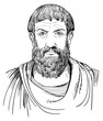 Greek philosopher Epicurus portrait in line art illustration