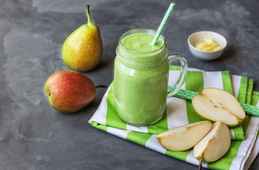 Canvas Print - Pear ginger smoothie in jar