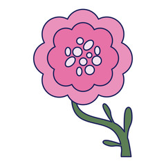 Sticker - Beautiful flower cartoon isolated blue lines