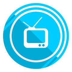 Aufkleber - Tv flat design blue web icon, easy to edit vector illustration for webdesign and mobile applications