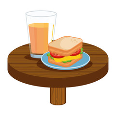 Sticker - delicious breakfast in wooden table