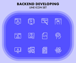 Sticker - Backend developing line icon set