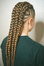 Female Pigtails, Senegalese Braid Braid, Kanekalon, Afrokosy, Pigtails On The Temple, Creative Youth Hairstyle