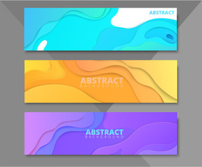 Wall Mural - Set of abstract colorful banners with geometric pattern.