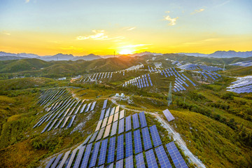 Wall Mural - Aerial photography of the top solar photovoltaic power generation base