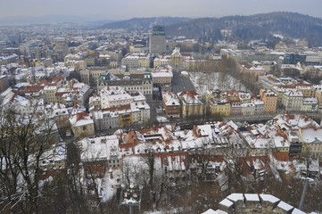 Poster - A View of Ljubljana in Winter, Slovenia