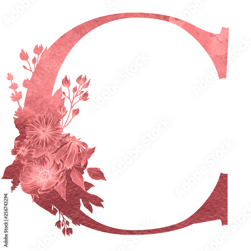 Red Ombre And Gradient Watercolor Letter Of The Alphabet With