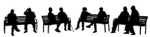 People Silhouettes Sitting On A Bench