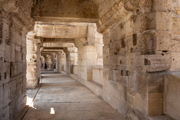 Wall Mural - Interior columns in the Arles amphitheatre. The Arles Amphitheatre is a Roman amphitheatre in the southern French town of Arles