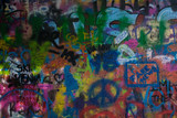 Fototapeta Miasto - Colorfull grafitti texture from John Lennon wall in prague czech republic