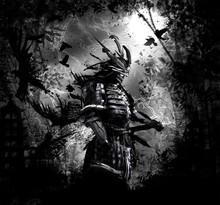 The Terrifying Ronin Stands In The Forest At Night