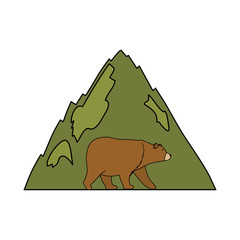 Sticker - mountains with bear grizzly scene