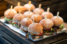 The Appetizing Burger Is Placed In A Light Buffet.
