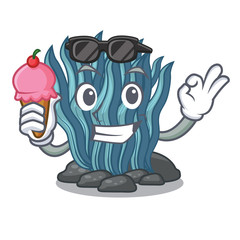 Poster - With ice cream blue seaweed isolated in the character