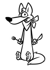 Wall Mural - Dog lunch animal coloring page cartoon illustration isolated image
