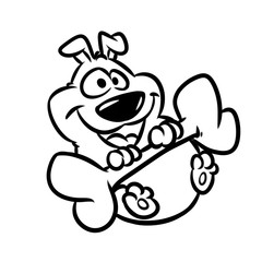 Wall Mural - Cheerful dog bone cartoon animal character illustration isolated image