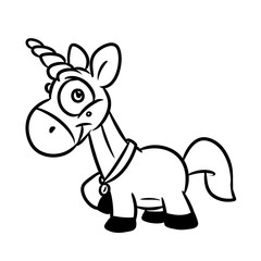 Wall Mural - Little Unicorn cartoon illustration isolated image animal character coloring page