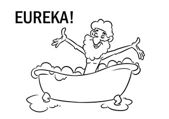 Wall Mural - Eureka archimedes greek bathroom water physics cartoon illustration isolated image 