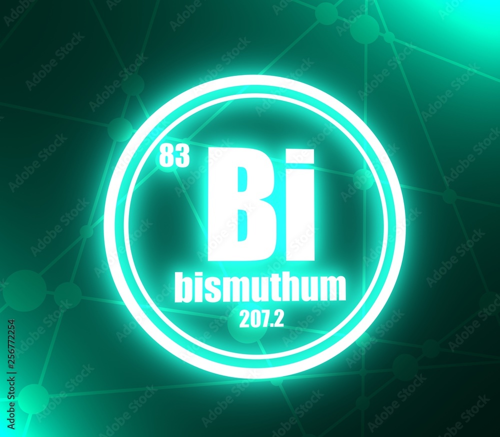 Bismuthum chemical element. Sign with atomic number and atomic weight ...