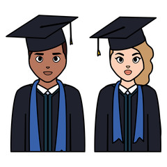 Canvas Print - young students graduated diversity couple