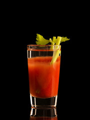 Bloody Mary cocktail drink isolated on black background