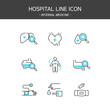 © DAWOOL - Medical elements outline icons set. Internal medicine