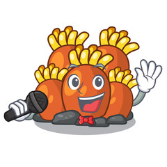 Sticker - Singing orange coral reef cartoon in sea