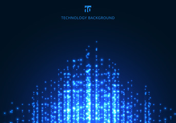 Wall Mural - abstract technology blue magic sparkling glitter particles lines on dark background
