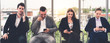 © InfiniteFlow - Businesswomen and businessmen using mobile phone while waiting on chairs in office for job interview. Corporate business and human resources concept.