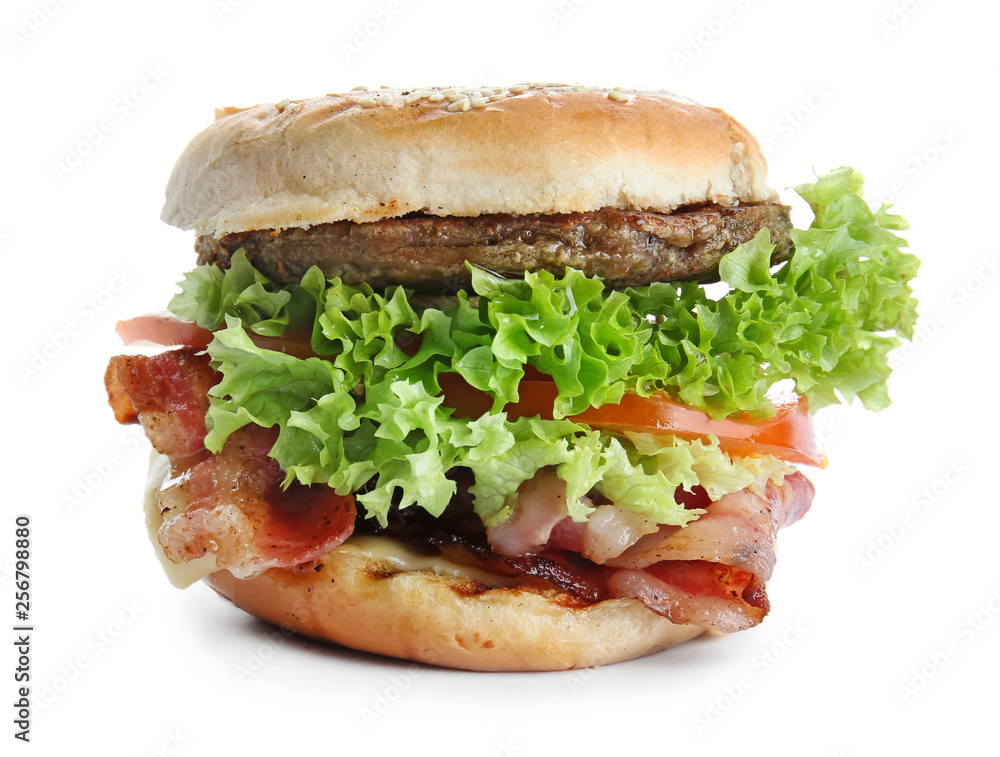 Tasty burger on white background