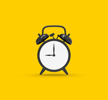 Alarm Clock On Yellow Background, 3D Rendering
