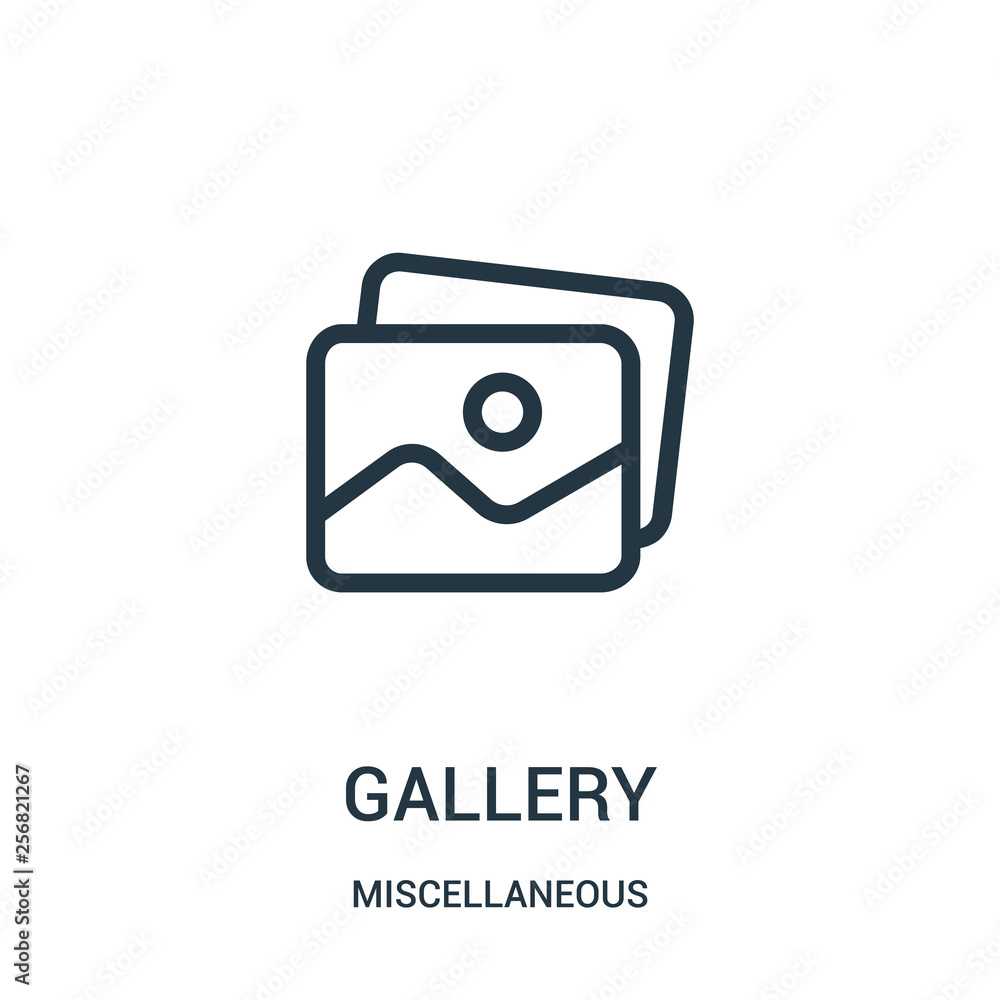 gallery icon vector from miscellaneous collection. Thin line gallery outline icon vector illustration. Linear symbol for use on web and mobile apps, logo, print media. - obrazy, fototapety, plakaty 
