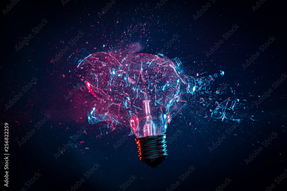 explosion of light bulb glass Stock Photo | Adobe Stock