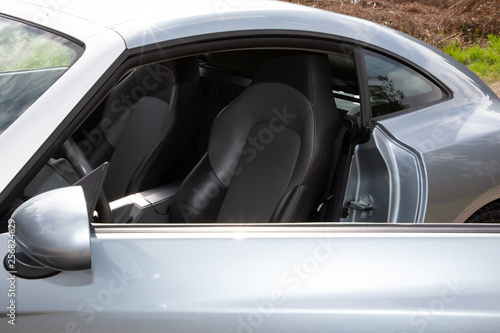 Close Up Of Grey Sport Door Car Open With Side Mirror Buy This