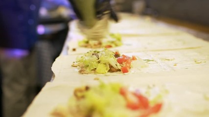 Wall Mural - cooks preparing shawarma 