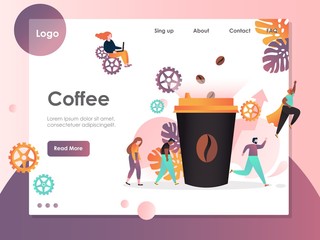 Wall Mural - coffee vector website landing page design template