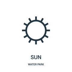 Wall Mural - sun icon vector from water park collection. Thin line sun outline icon vector illustration. Linear symbol for use on web and mobile apps, logo, print media.