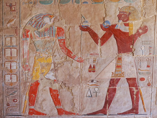 Wall Mural - hieroglyph in temple of queen hatsepsut