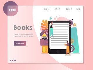 Books vector website landing page design template