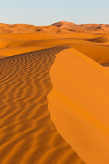 Wall Mural - Amazing view of the great sand dunes in the Sahara Desert, Erg Chebbi, Merzouga, Morocco.