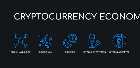 Wall Mural - 5 outline stroke blue bitcoin accepted, bitcoin encryption, bitcoins, blockchain, blokchain block ic
