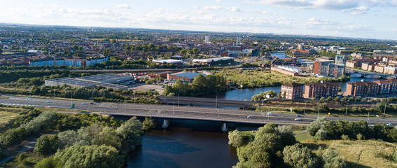 Canvas Print - View of the main road bridge over the River Tees in Stockton